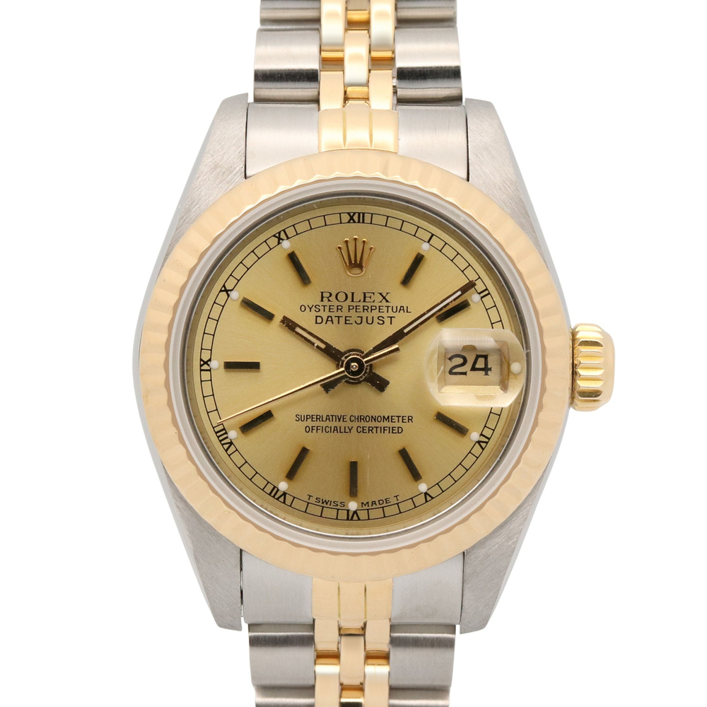 Rolex Datejust L-series watch, 18K (yellow gold) stainless steel, ladies', go...